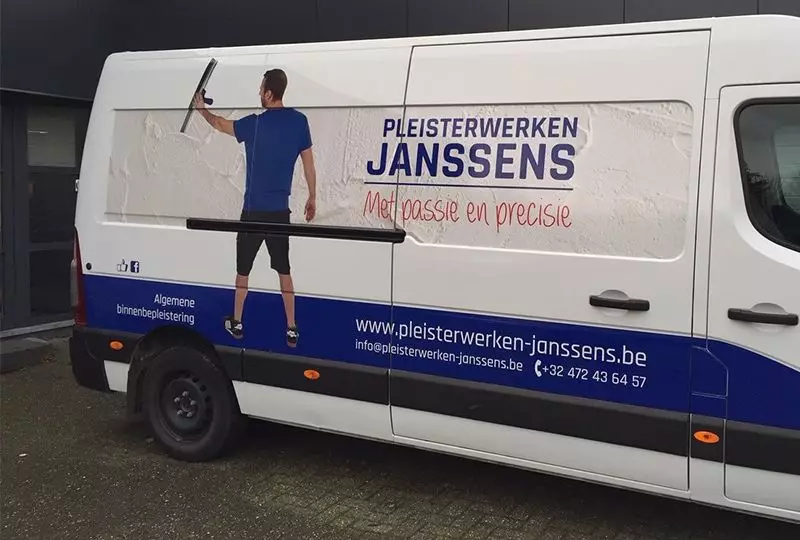 Autobestickering pleisterwerken Janssens