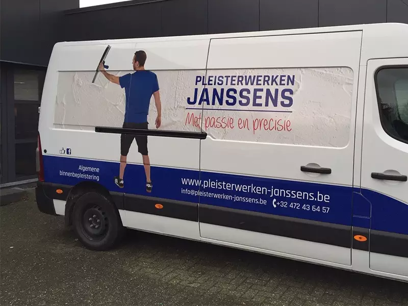 Autobestickering pleisterwerken Janssens