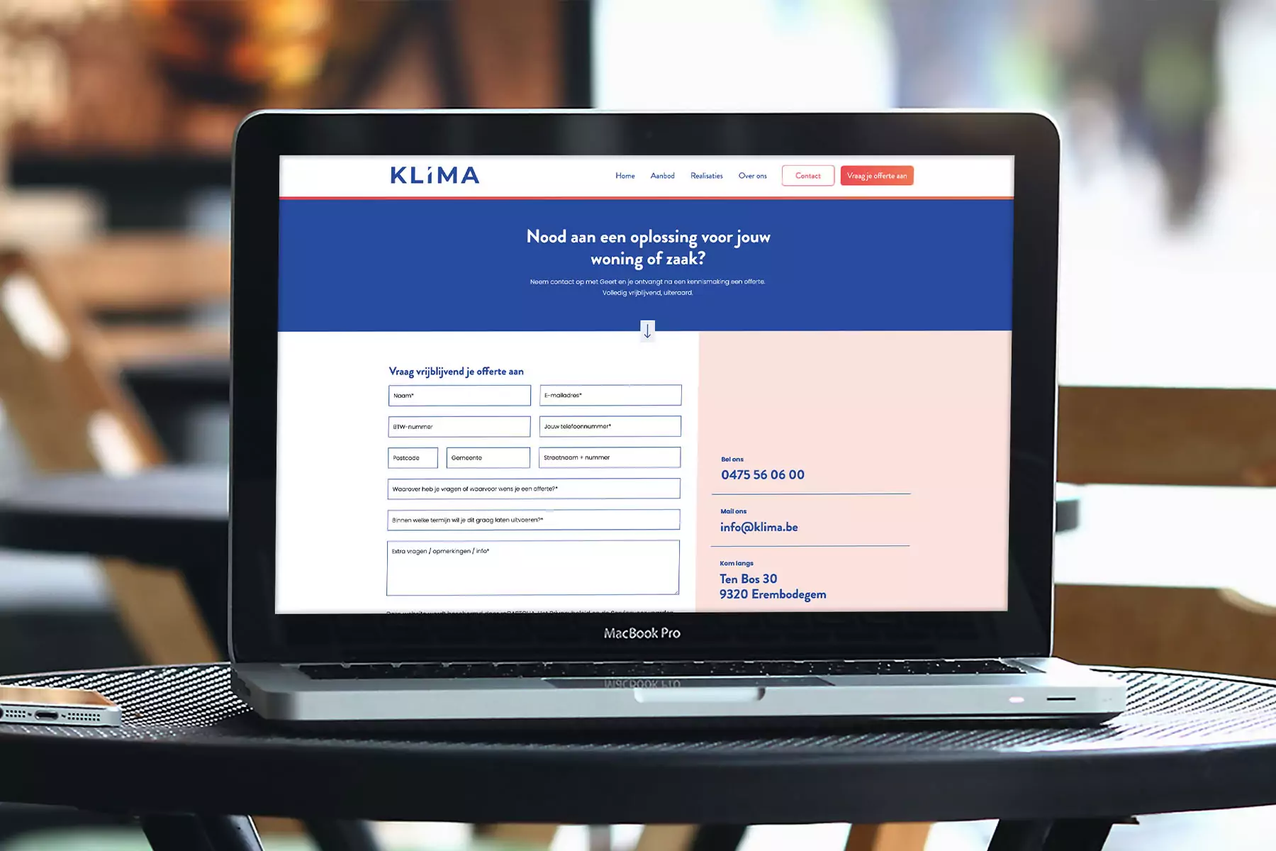 website gemaakt voor Klima