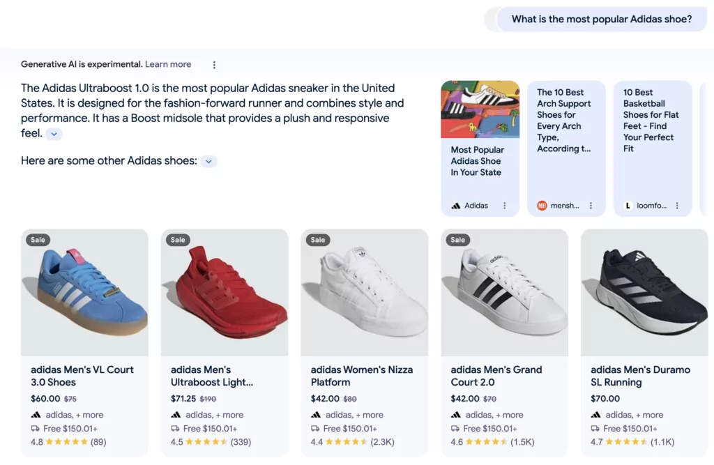 Google SGE Adidas sneakers